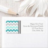 Nouvelle année Retour Adresse Étiquettes Gris Bleu (En situation)