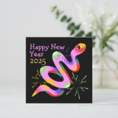 Nouvelle année serpent original carte de vœux noir (Debout devant)