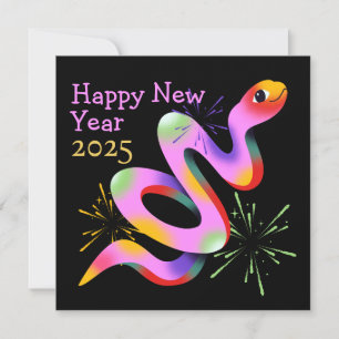 Nouvelle année serpent original carte de vœux noir