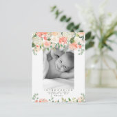 nouvelle bébé pêche vert vert floral photo carte p (Debout devant)