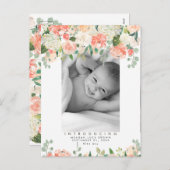 nouvelle bébé pêche vert vert floral photo carte p (Devant / Derrière)