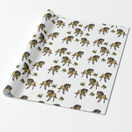 Nouvelle Buckskin IJslandse paardenkerst Cadeaupapier (Uitgerold)