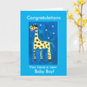 Nouvelle carte bébé girafe garçon (Fleur jaune)