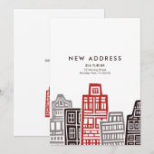 Nouvelle carte d'adresse avec bâtiments rétro roug (Devant / Derrière)