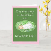 Nouvelle Carte de Félicitations Fille Bébé (Fleur jaune)