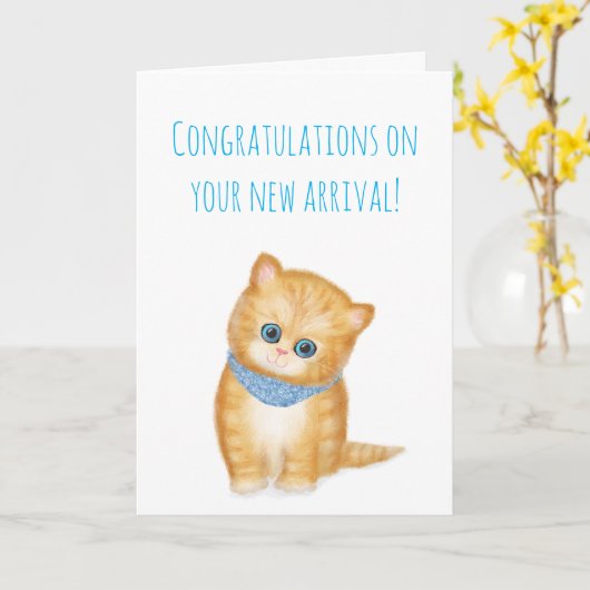 Nouvelle carte de félicitations ginger kitten (Fleur jaune)