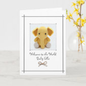 Nouvelle carte de félicitations pour bébé éléphant (Fleur jaune)