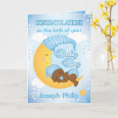 Nouvelle carte de félicitations pour bébé garçon (Fleur jaune)