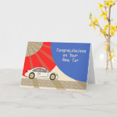 Nouvelle carte de félicitations voiture avec voitu (Fleur jaune)