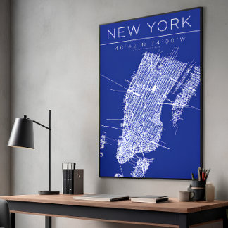 Nouvelle carte de New York Blueprint Poster Coordo