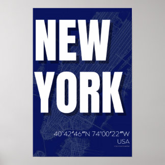 Nouvelle carte de New York Blueprint Poster Minima