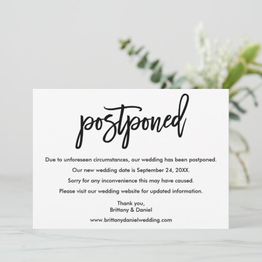 Nouvelle carte de script de brosse de date Mariage (Debout devant)