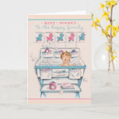 Nouvelle carte de voeux pour bébé vintage (Fleur jaune)