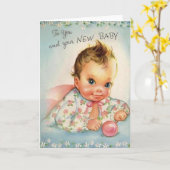 Nouvelle carte de voeux pour bébé vintage (Fleur jaune)