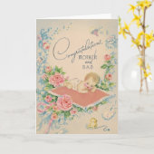 Nouvelle carte de voeux pour bébé vintage (Fleur jaune)