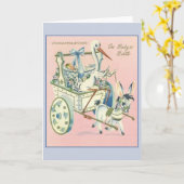 Nouvelle carte de voeux pour bébé vintage (Fleur jaune)