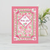 Nouvelle carte Faire-part bébé fille (Debout devant)