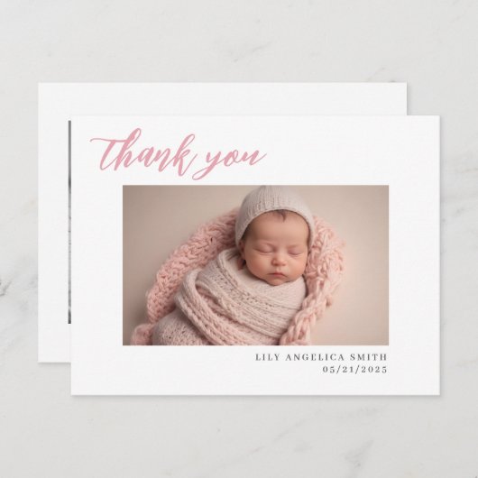 Nouvelle carte Faire-part de naissance bébé avec p (Devant / Derrière)