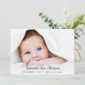 Nouvelle carte Faire-part de naissance photo éléga (Debout devant)