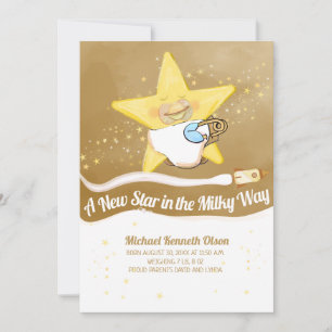 Nouvelle carte Faire-part plat pour bébé étoile