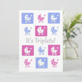 Nouvelle carte Faire-part Triplets pour bébé - per (Debout devant)