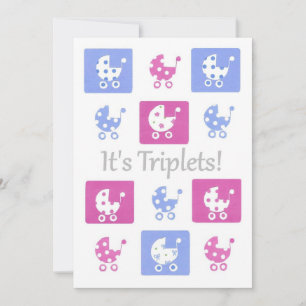 Nouvelle carte Faire-part Triplets pour bébé - per