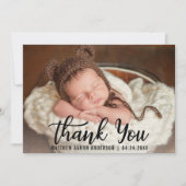 Nouvelle carte noire Merci en bois bébé (Devant)