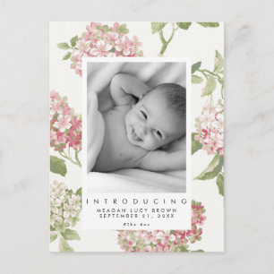 nouvelle carte postale de bébé rose floral