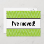 Nouvelle carte postale déménagement | chevron vert (Devant / Derrière)