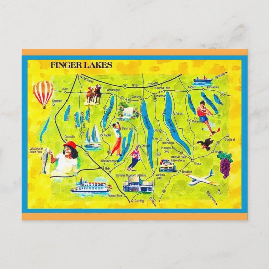 Nouvelle carte postale illustrée des Finger Lakes (Devant)