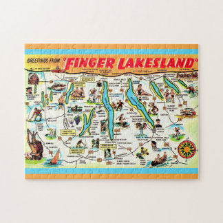Nouvelle carte puzzle 11x14 des Finger Lakes de Ne