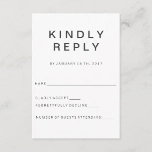 Nouvelle carte RSVP minimaliste Goth
