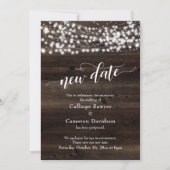 Nouvelle Date Bois & Lumières Carte Mariage report (Devant)