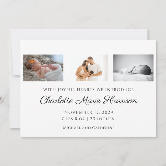 Nouvelle Faire-part bébé Elegant Photo Carte de No (Dos)