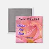 Nouvelle Fille Née aimants cadeaux Rose Rose (Recto/Verso)