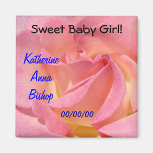 Nouvelle Fille Née aimants cadeaux Rose Rose