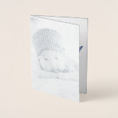 NOUVELLE FOIL argent Bébé PHOTO Faire-part de nais (Devant)