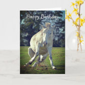 Nouvelle Forêt White Pony Funny Pot carte d'annive (Fleur jaune)