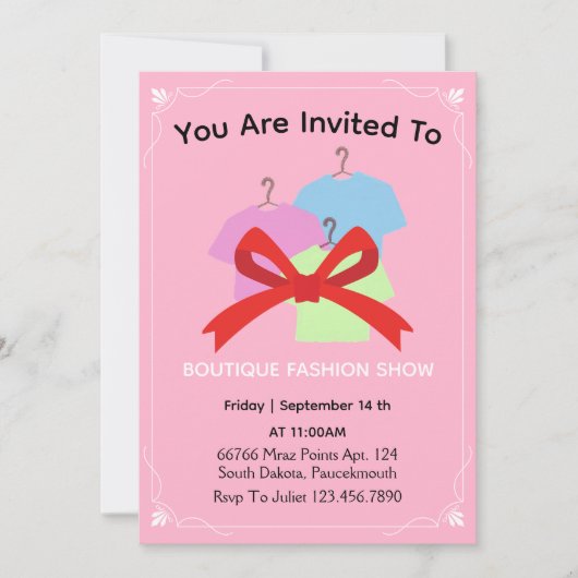 Nouvelle invitation de boutique de vêtements rouge (Devant)