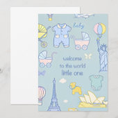 Nouvelle invitation de naissance/Baby shower (Devant / Derrière)