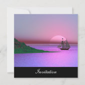 Nouvelle invitation de navire violet populaire (Devant)