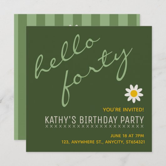 Nouvelle invitation pour une fête d'anniversaire | (Devant / Derrière)