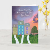 Nouvelle maison! Carte d'anniversaire de l'année (Fleur jaune)