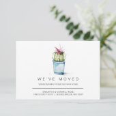 Nouvelle maison Moteur Faire-part aquarelle Cactus (Debout devant)