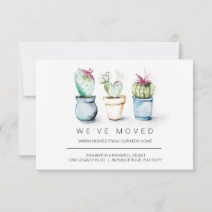 Nouvelle maison Moteur Faire-part aquarelle Cactus