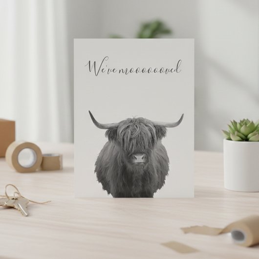 Nouvelle maison Moving Faire-part Highland Cow