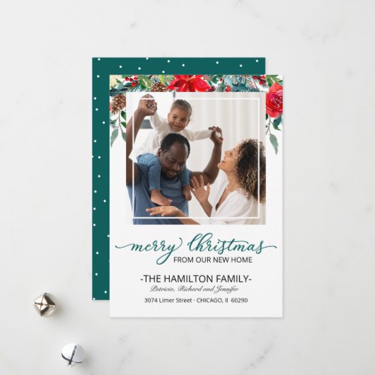 Nouvelle maison Noël Moving Faire-part Photo (Devant/Arrière en situation)