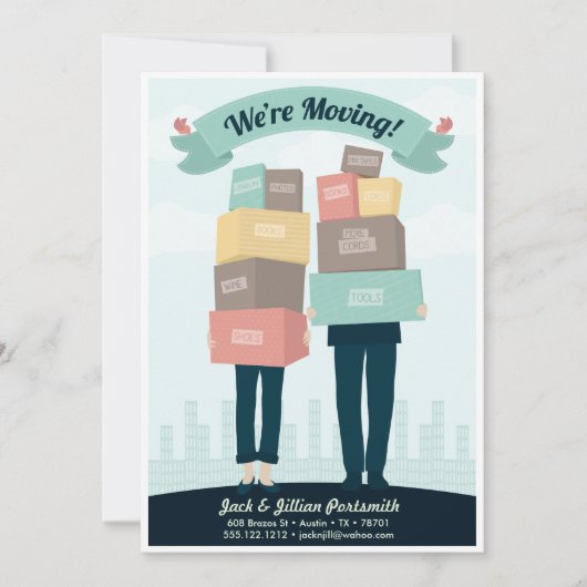 Nouvelle maison *Nous déménageons* Faire-part mobi (Devant)