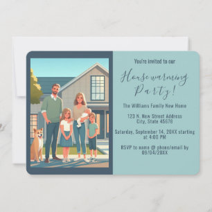 Nouvelle Maison Photo Famille Bleue Invitation au