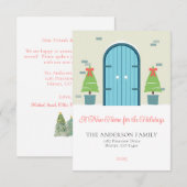 Nouvelle maison pour les fêtes Carte de voeux de N (Devant / Derrière)